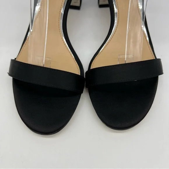Jewel Badgley Mischka Katerina Black Heels Rhinestone Strap Sz 6 Elegant - Picture 12 of 14
